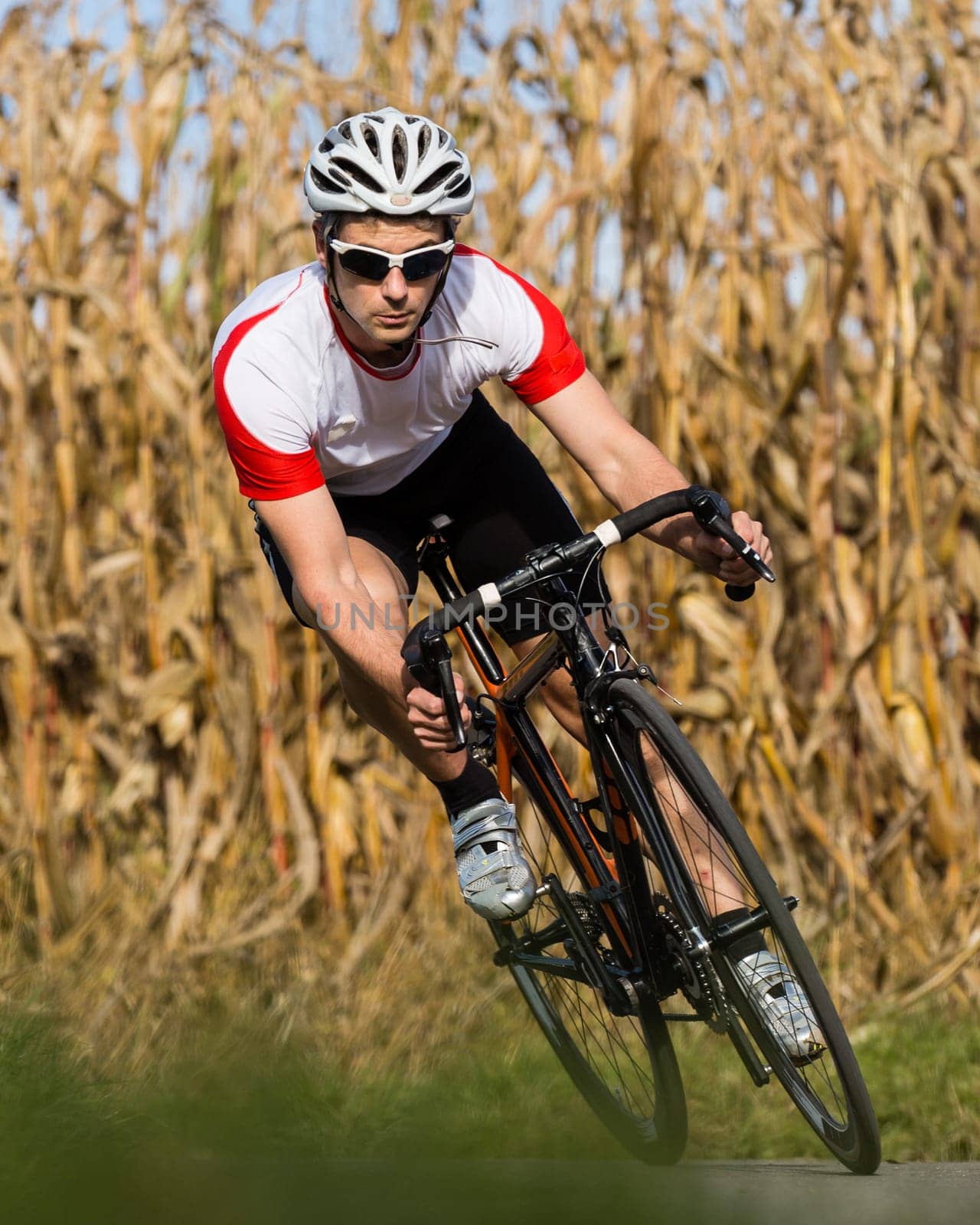 Cyclists on a racing bike