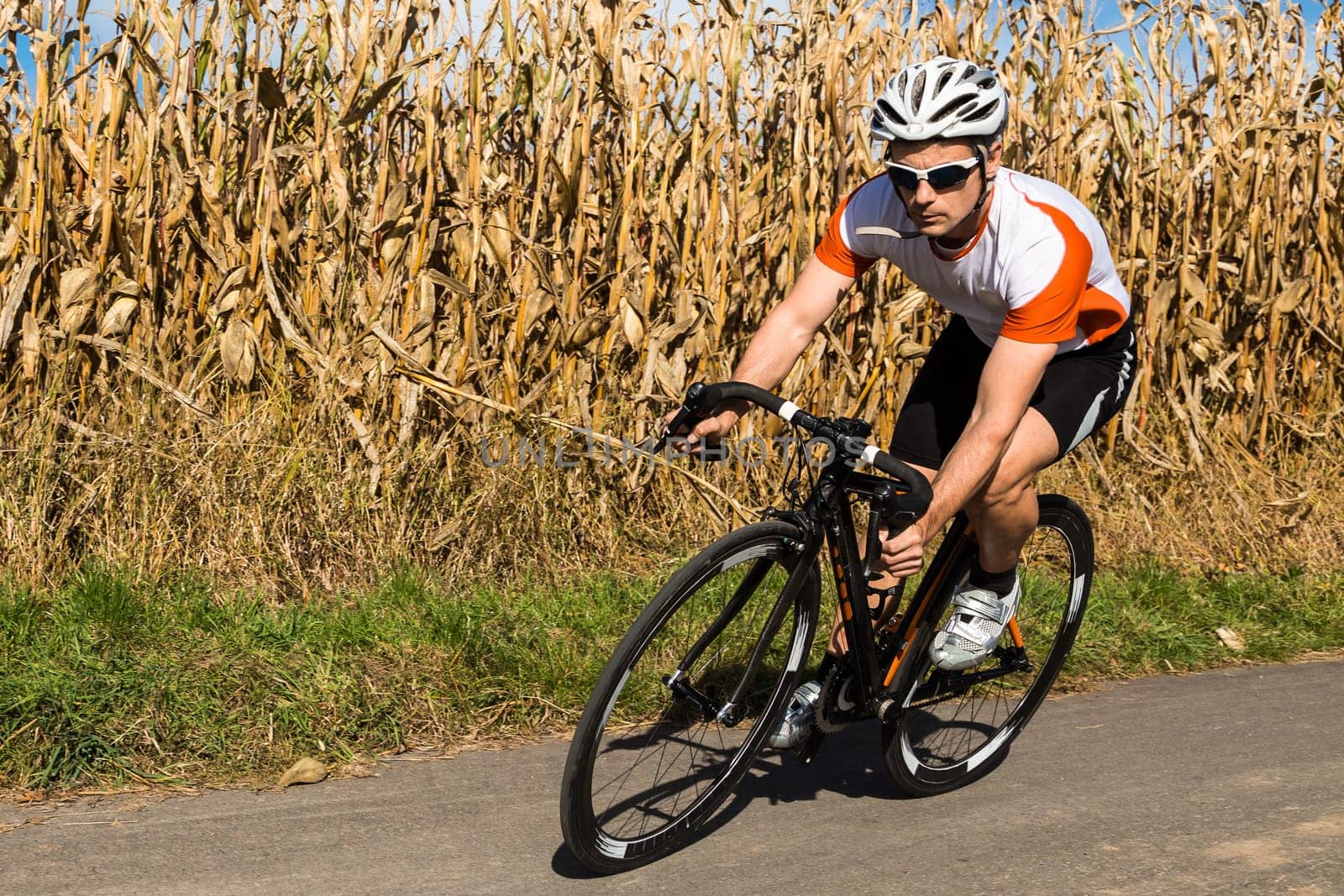 Cyclists on a racing bike