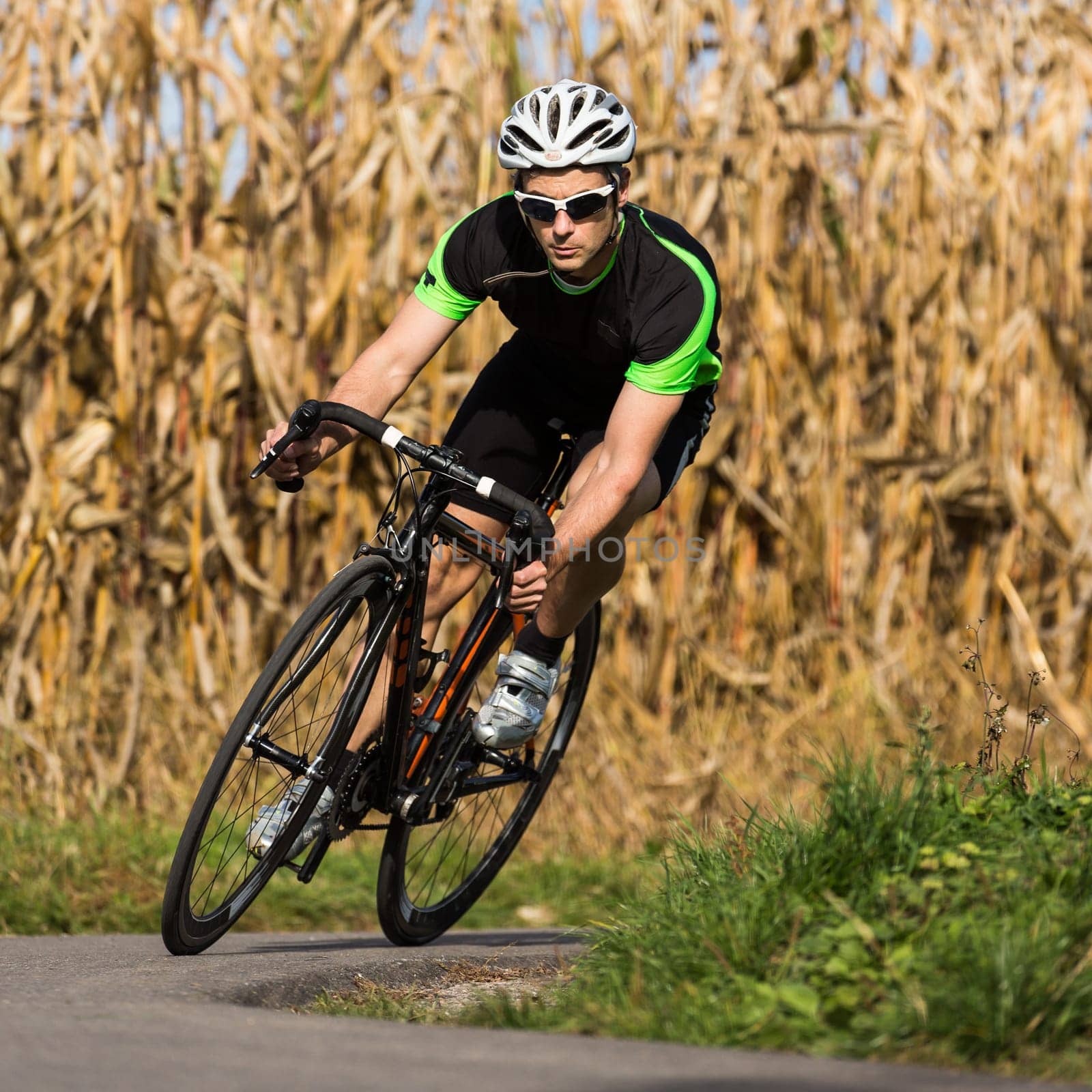 Cyclists on a racing bike