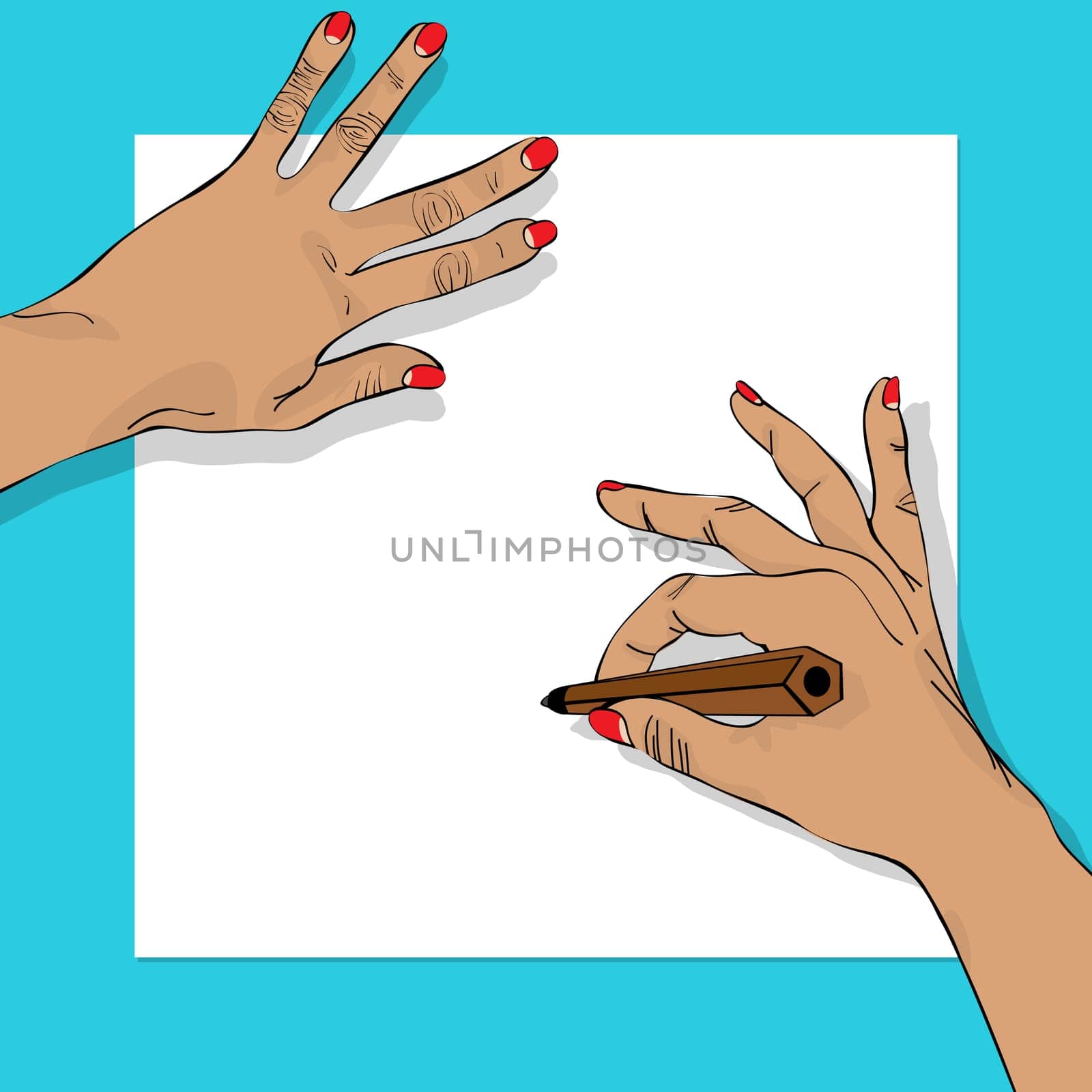 Drawing hands illustration, abstract art