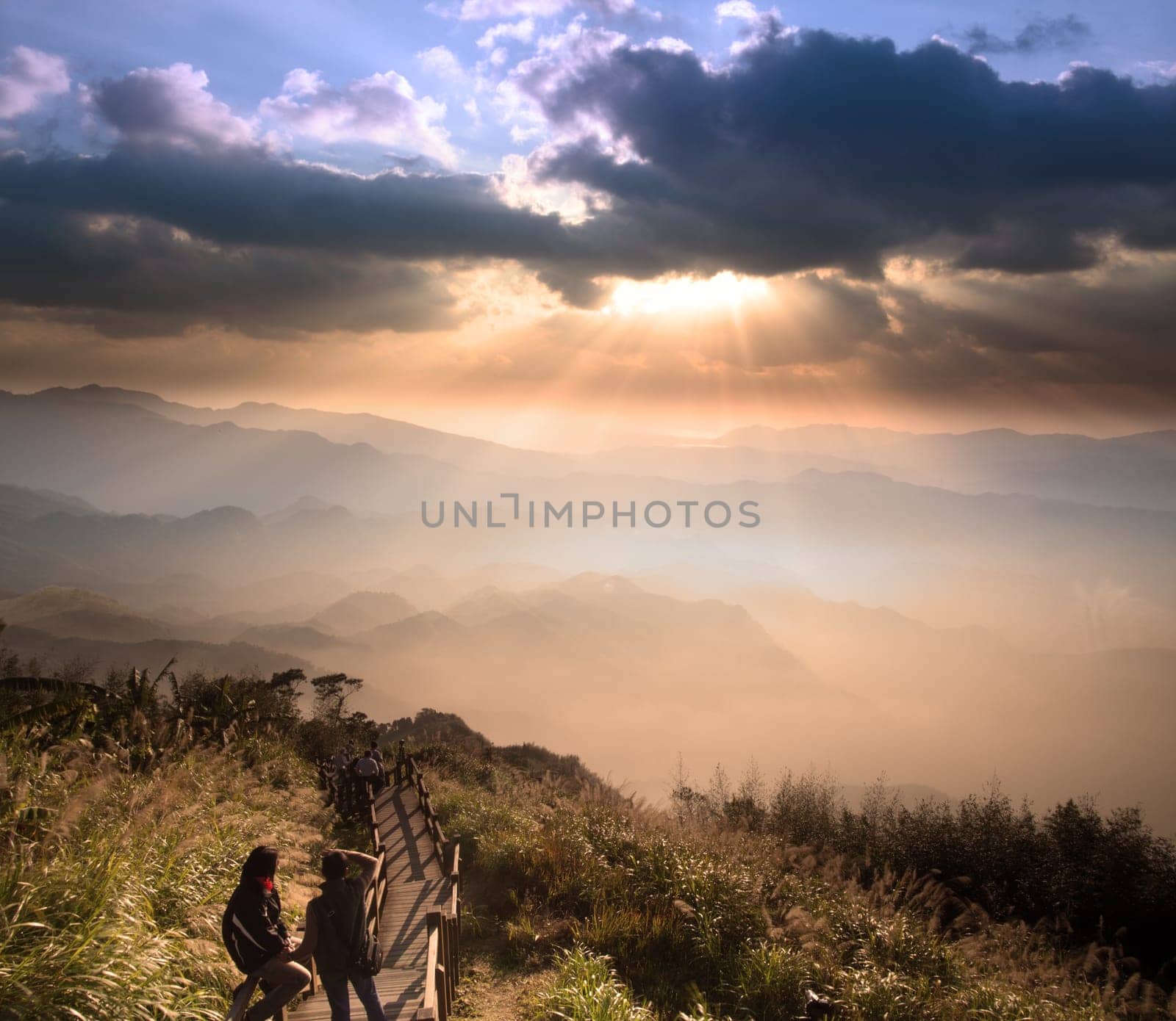 Alishan, gap the top Sunset, Taiwan for adv or others purpose use