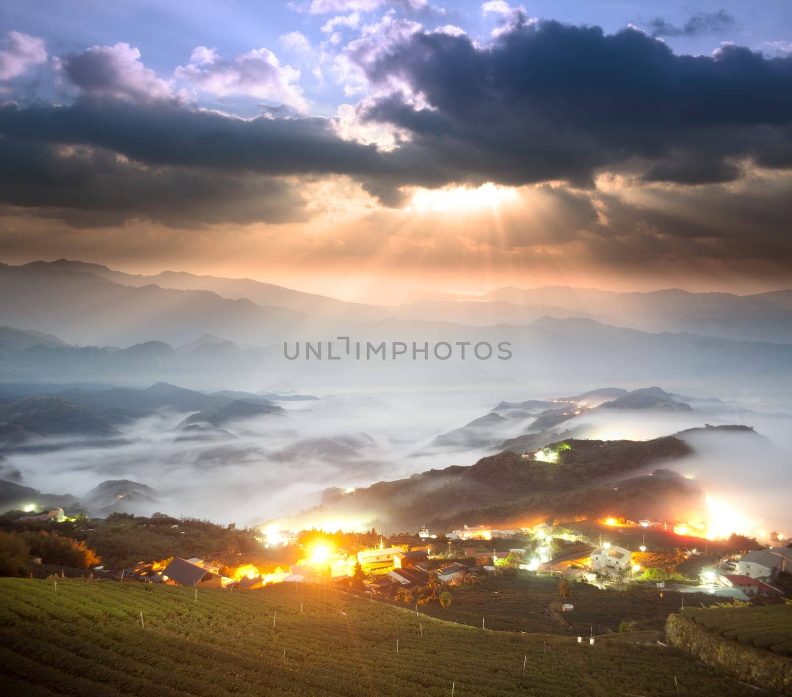 Alishan stone Zhuo Sunset, Taiwan. for adv or others purpose use
