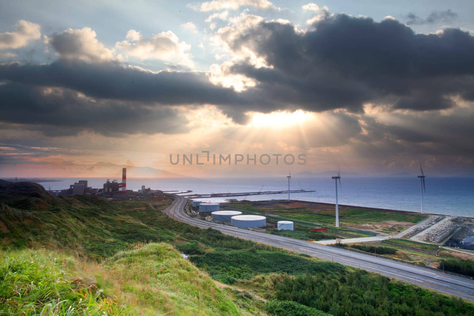 Linkou thermal power plant sunset for adv or others purpose use