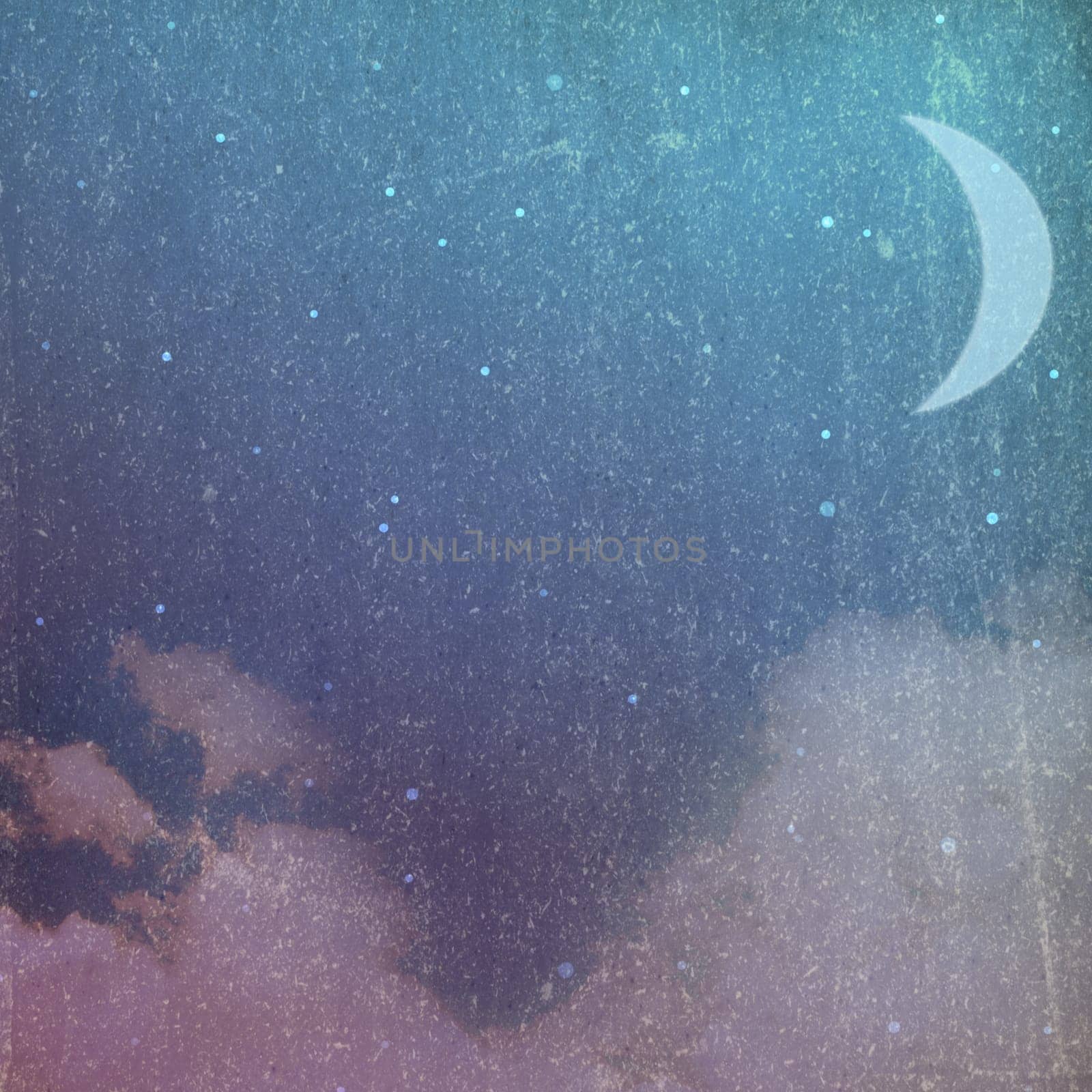 Grunge/vintage night background with moon and clouds