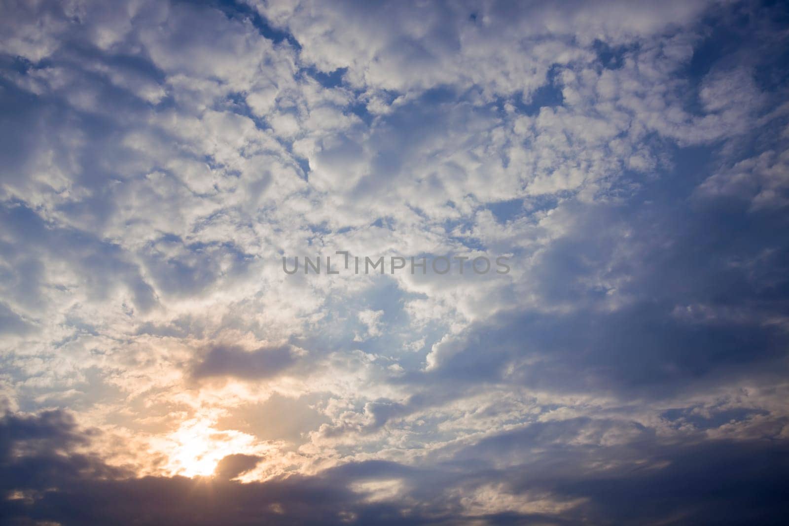 Blue sky with clouds and sun for adv or others purpose use