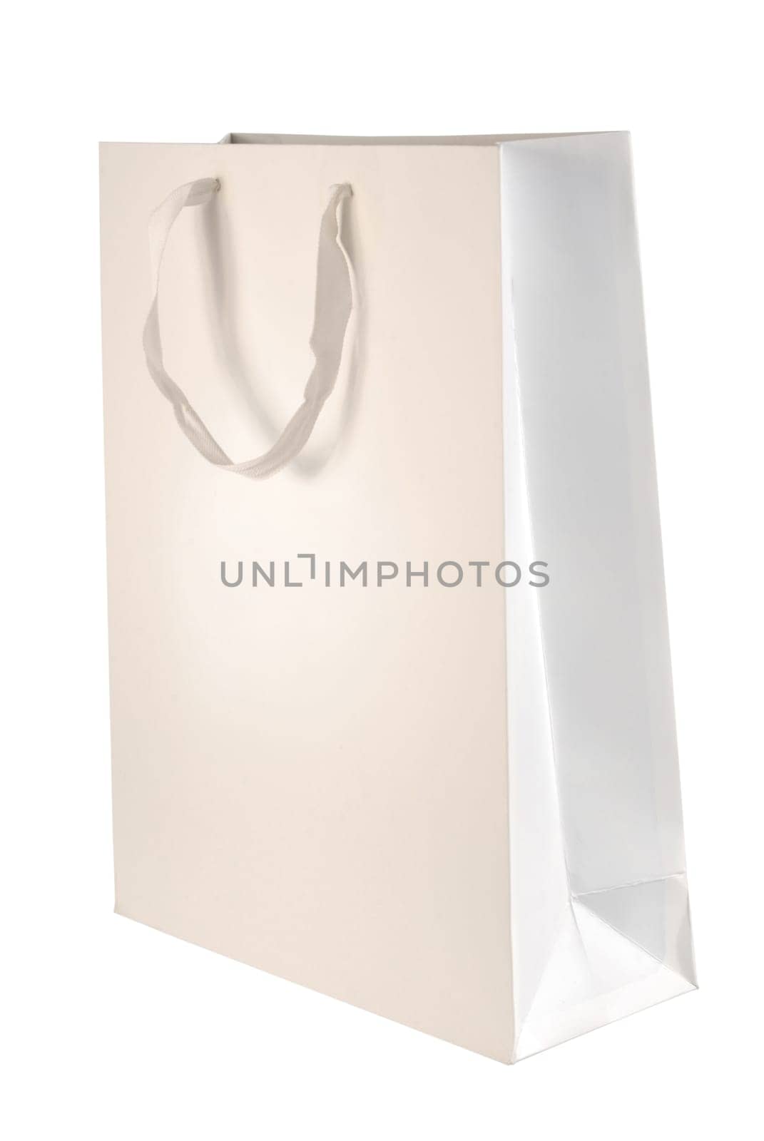 Cardboard shopping bag template isolated on white background. Included clipping path, so you can easily cut it out and place over the top of a design.