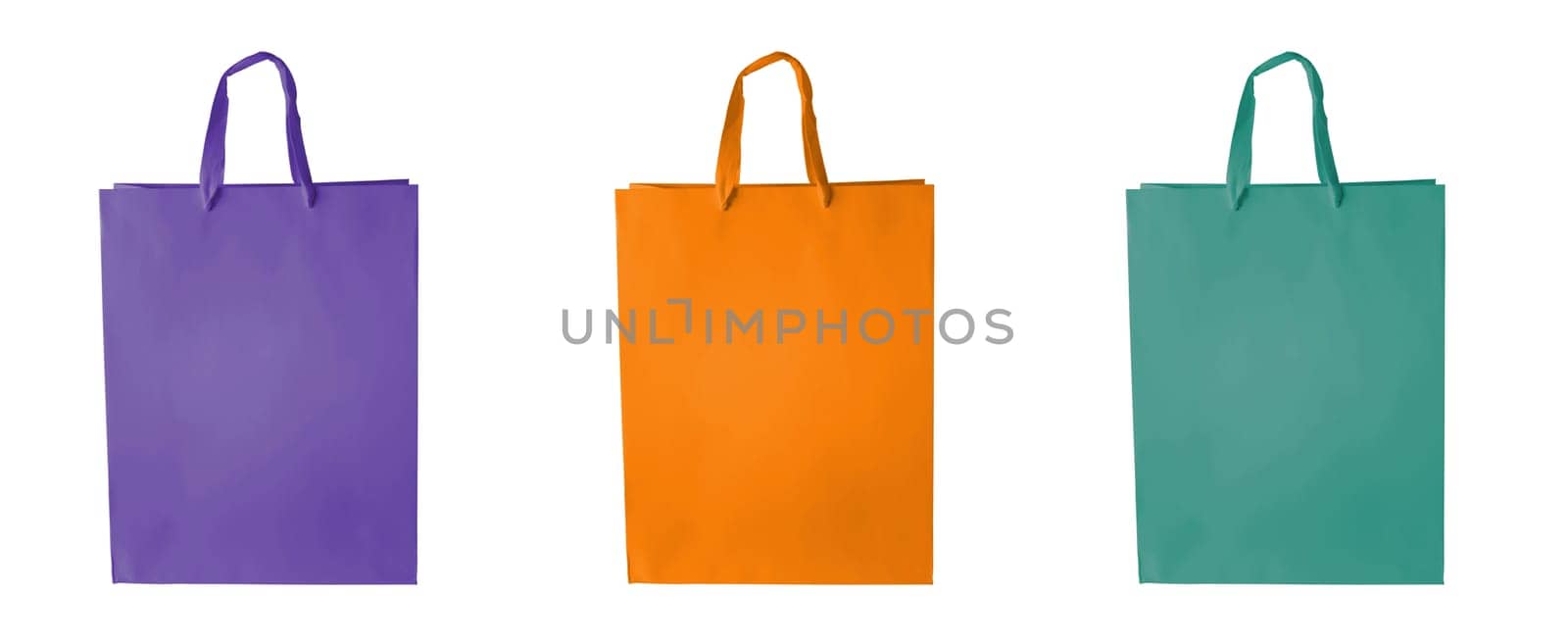 Cardboard block colors shopping bag template isolated on white background. Included clipping path, so you can easily cut it out and place over the top of a design.