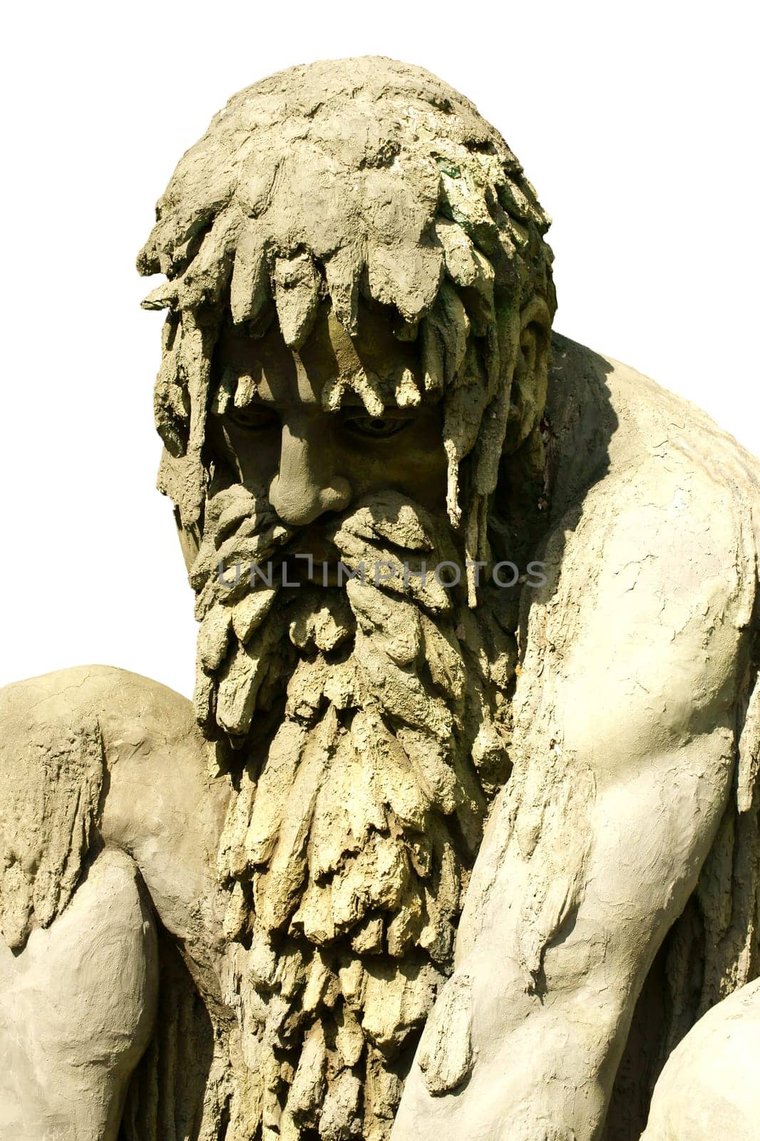 Potsdam Babelsberg,Brandenburg/Germany – August 11,2012: The sculpture of a bearded man (Deity,God) at Filmpark Babelsberg by an unknown artist on August 11,2012.