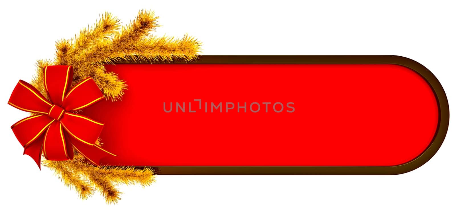 golden fir branches with bow as a symbol of christmas