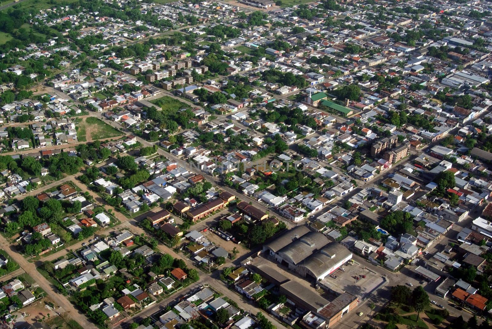 Bird view of urban aerea of town in Uruguay.