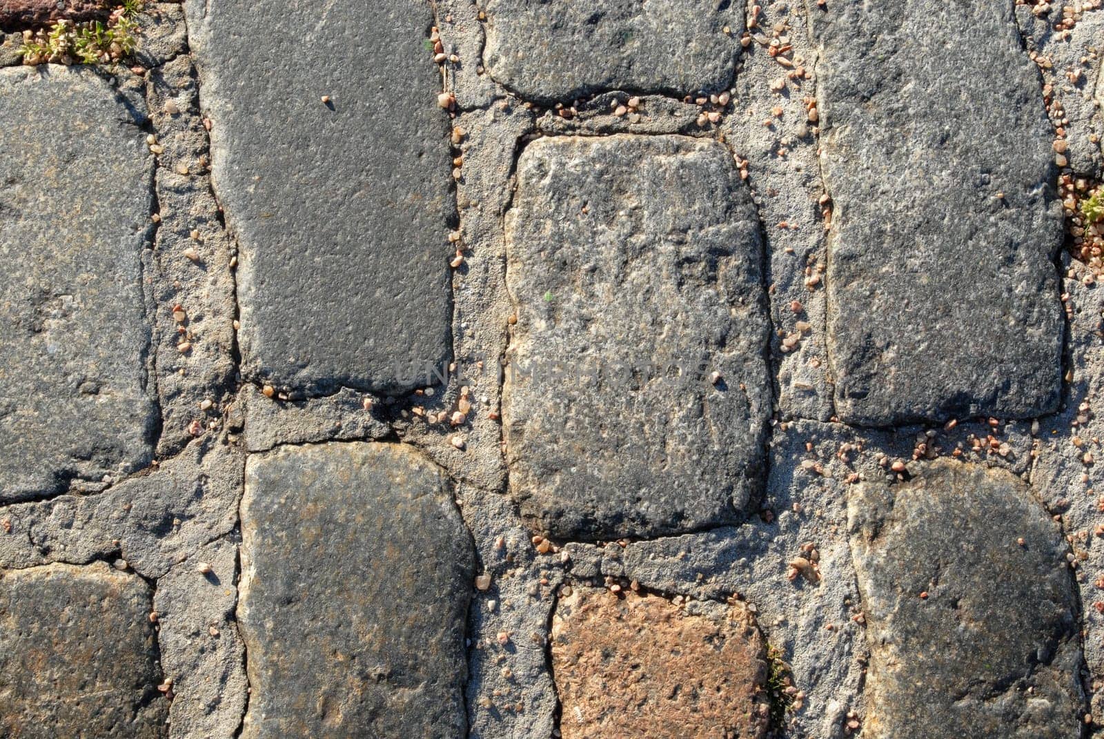 Colonial cobblestone texture at Montevideo city.
