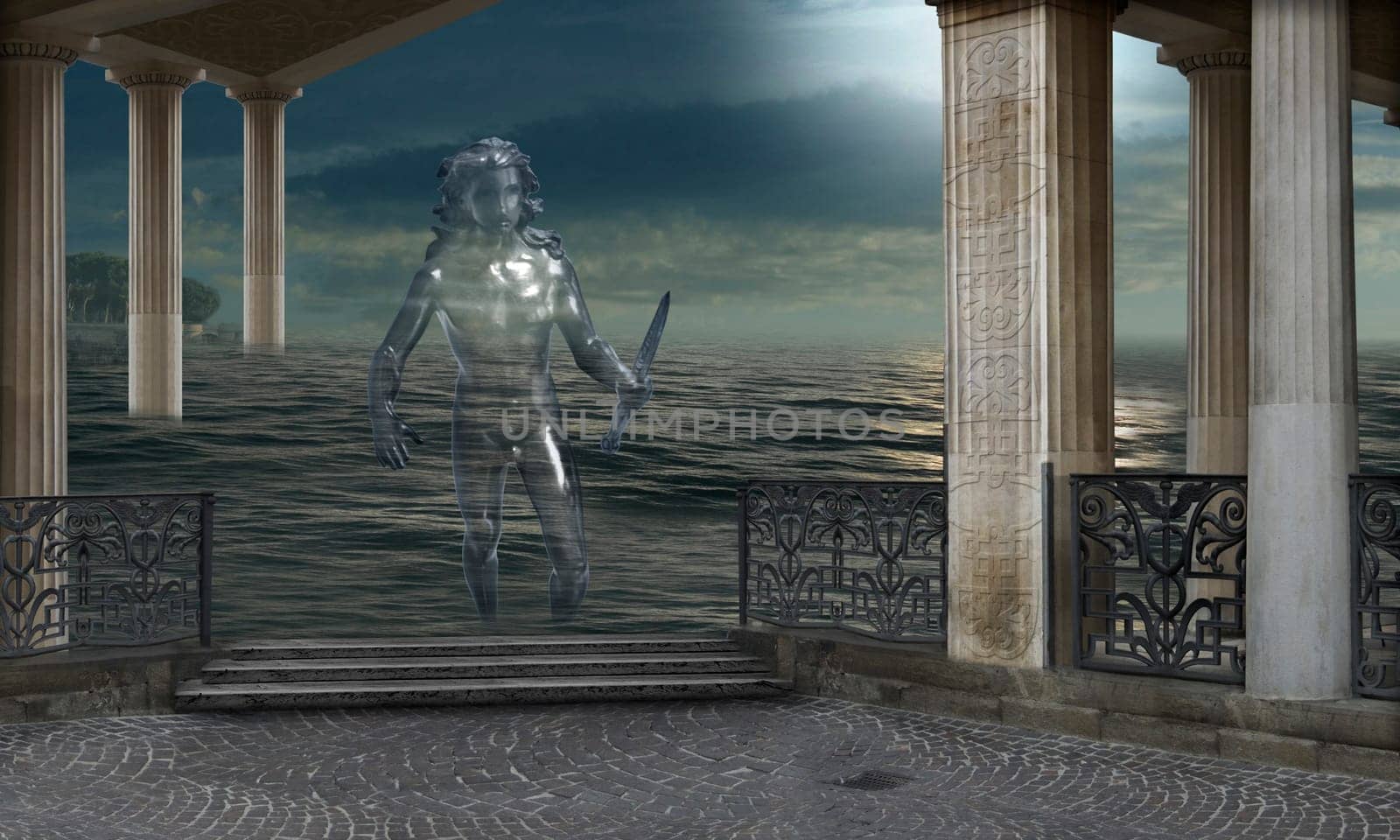 Crystal warrior emerges from the waters