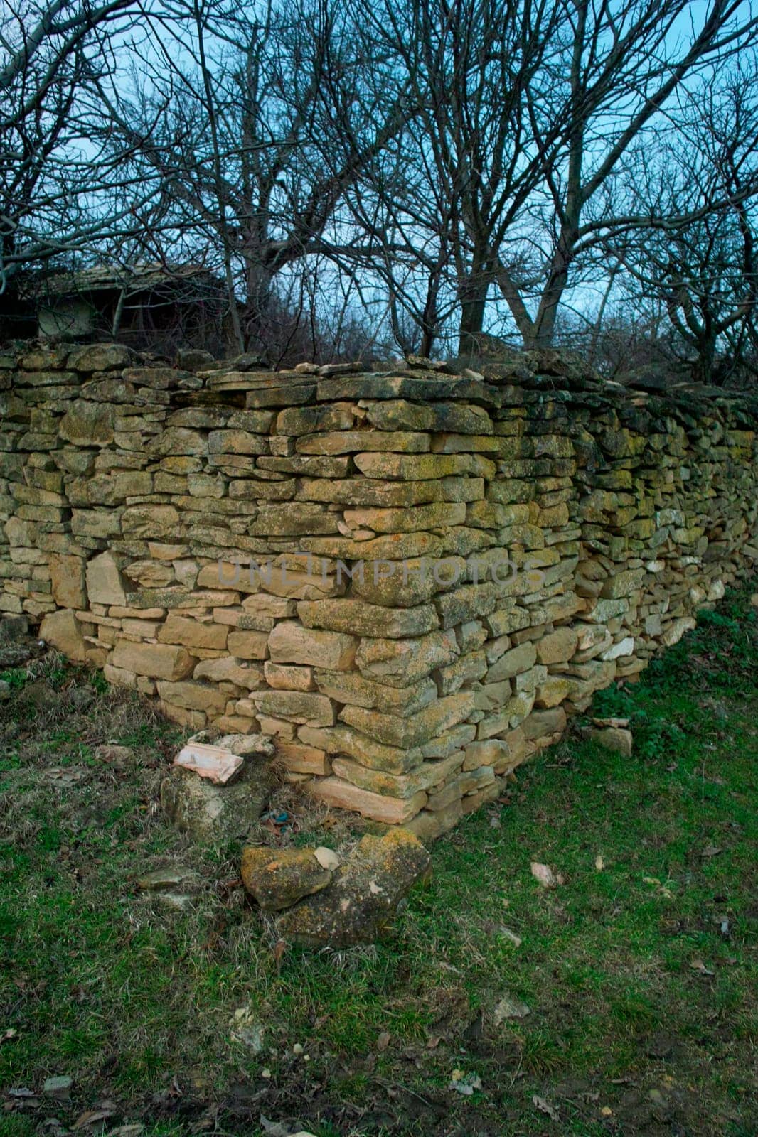 Ancient village stone wall