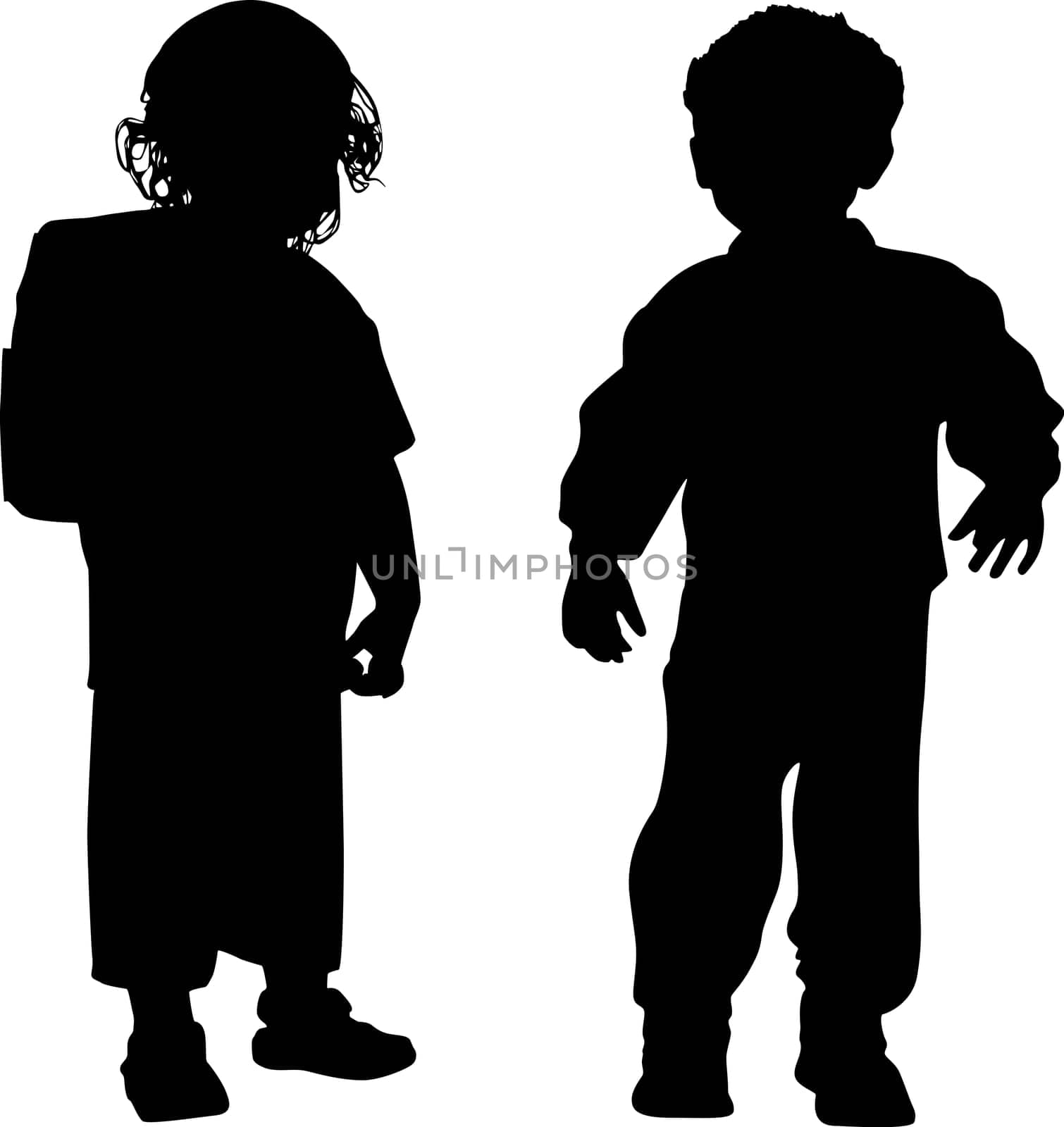 Silhouettes of girl and boy