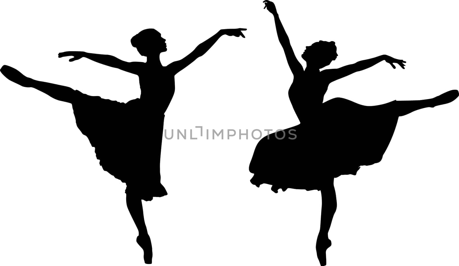 Silhouettes of two ballerinas