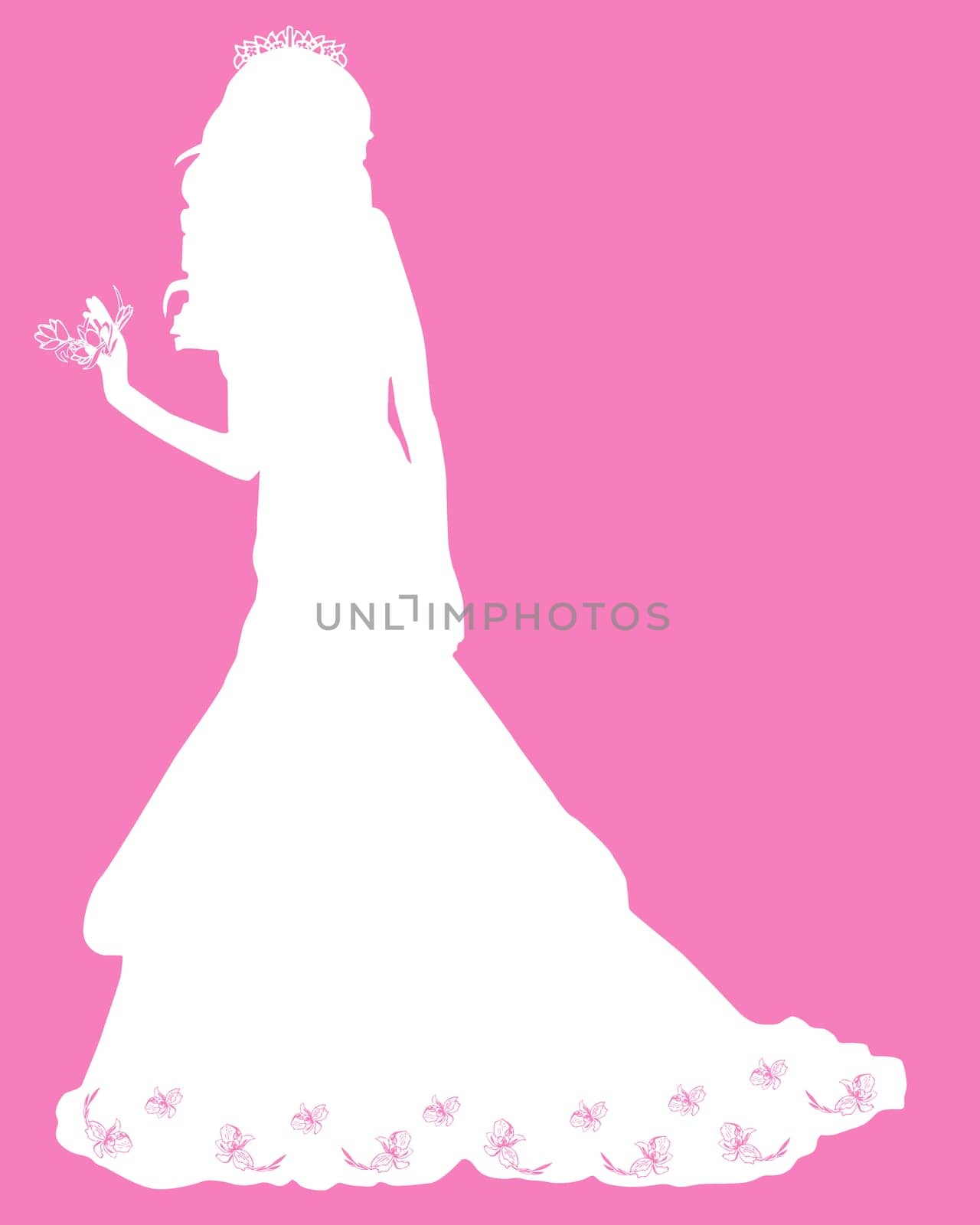 White silhouette of a bride