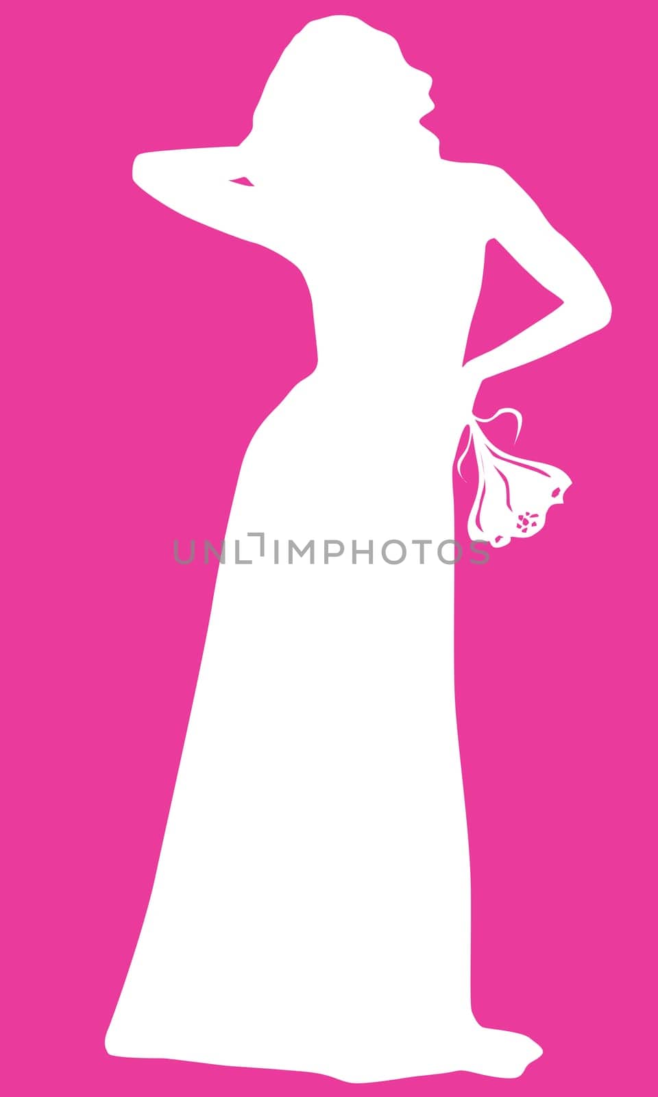 White silhouette of a bride
