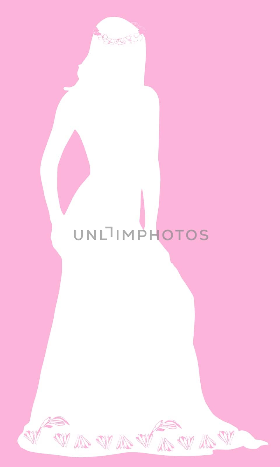 White silhouette of a bride