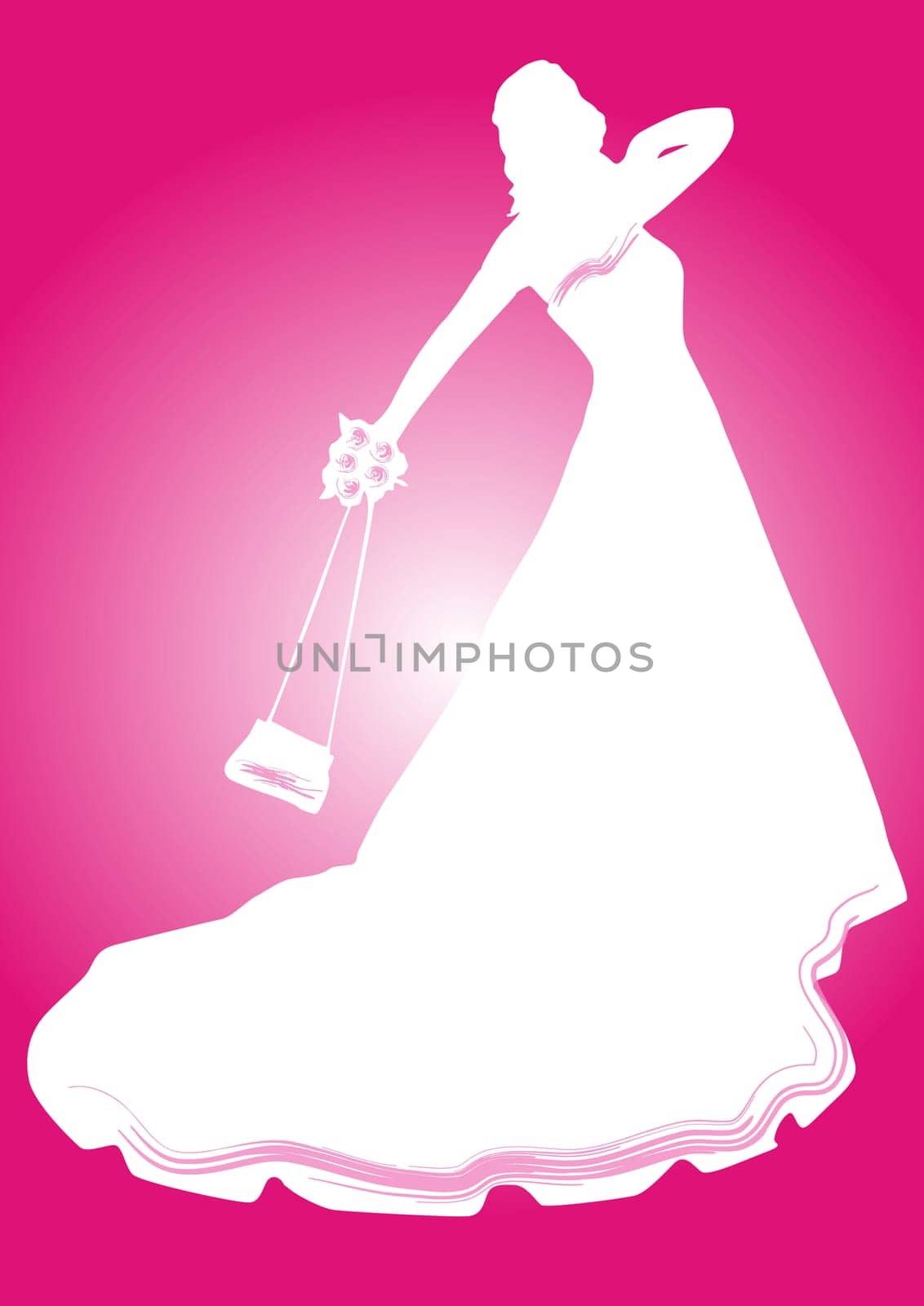 White silhouette of a bride
