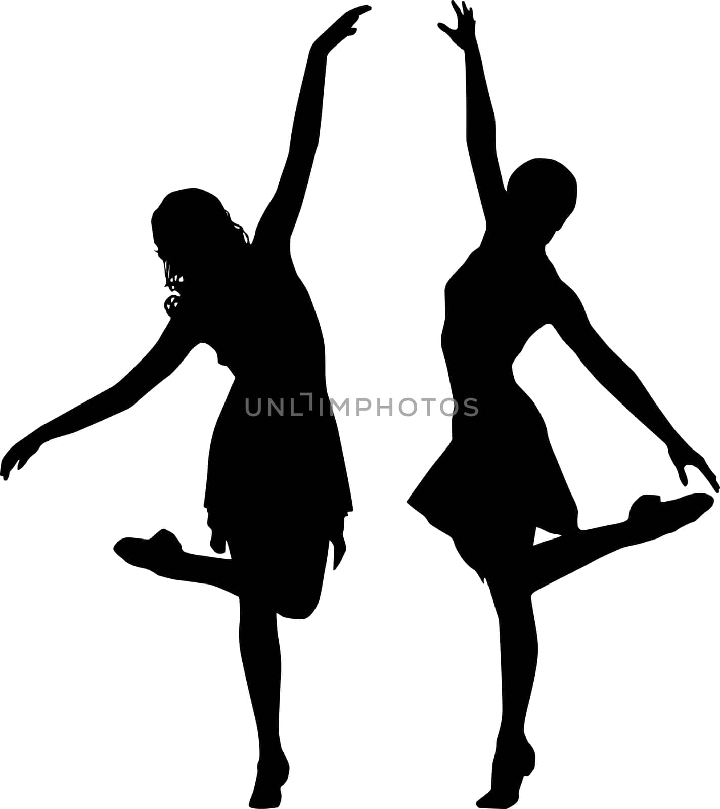 Silhouettes of joyful women