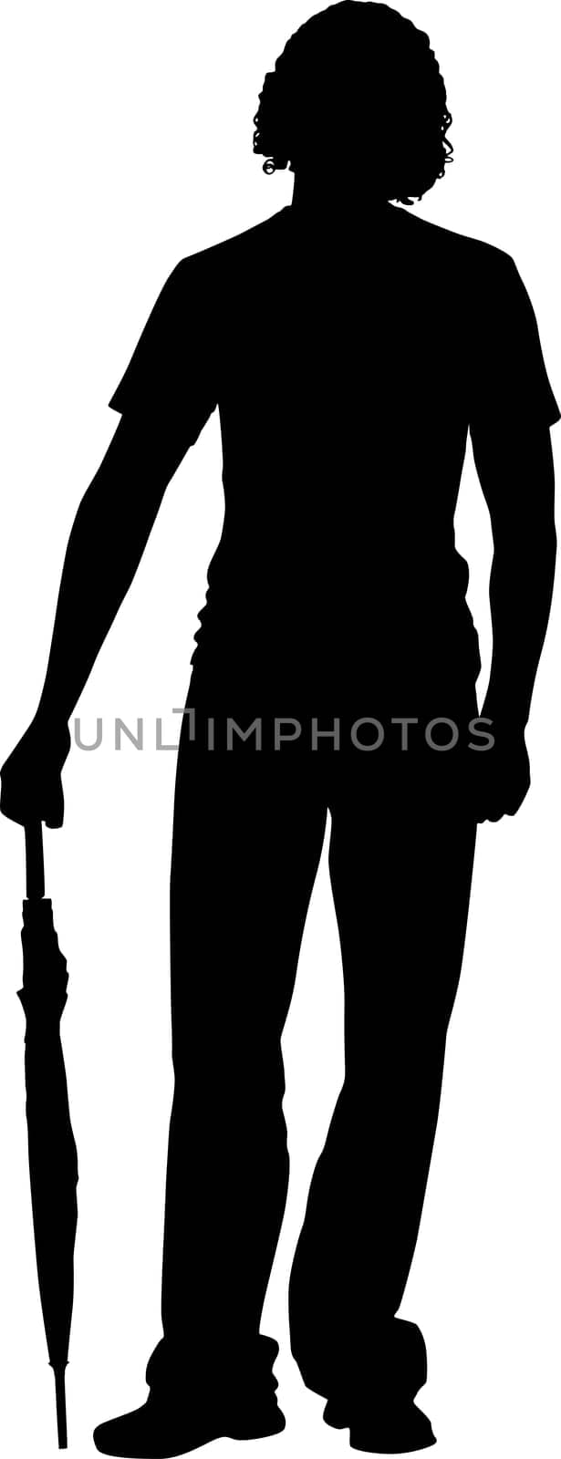 Silhouette of man whit umbrella