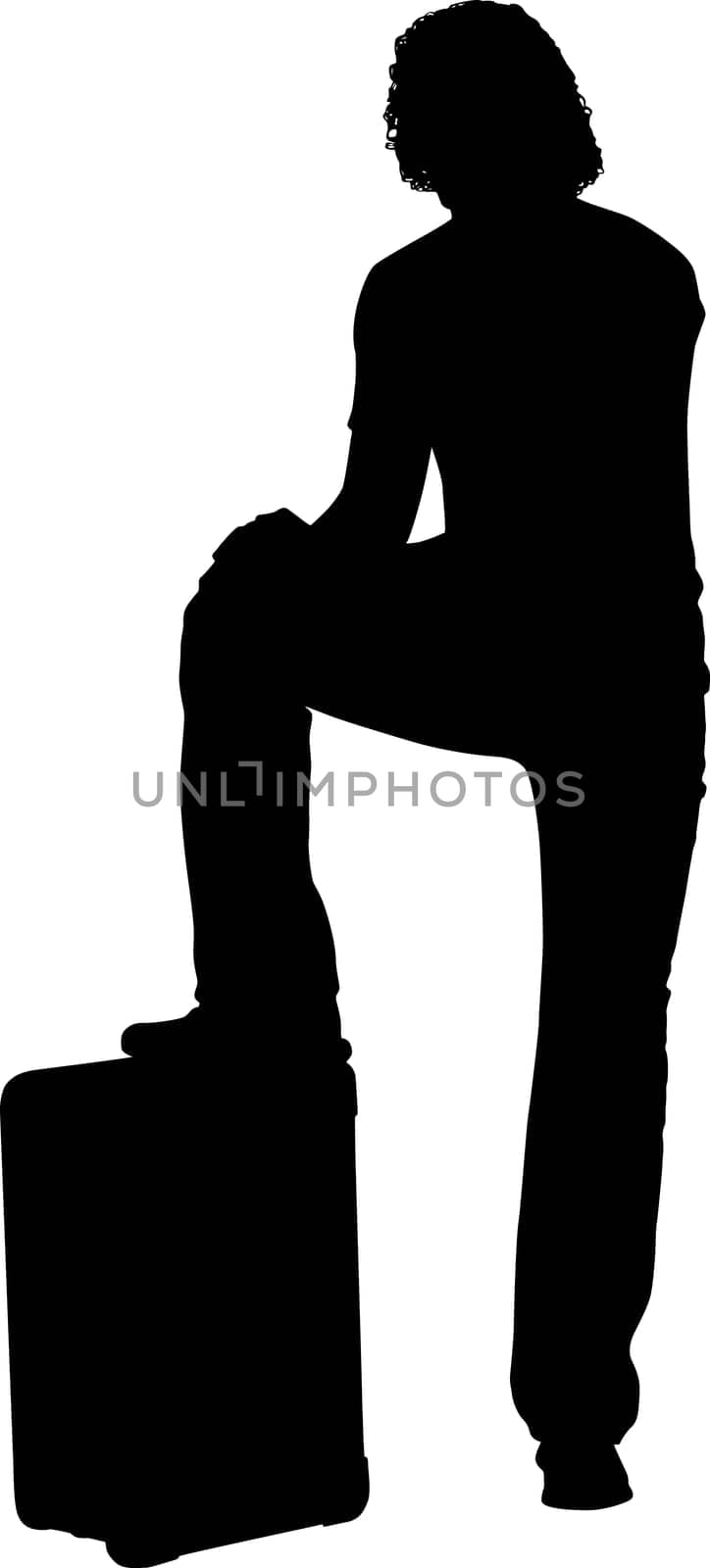 Silhouette of man with suitcase
