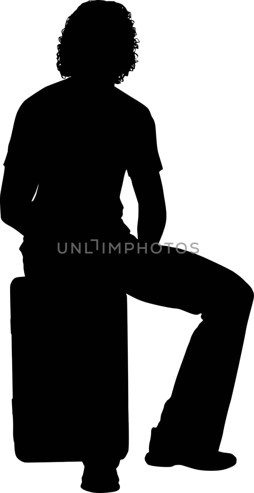 Silhouette of man with suitcase