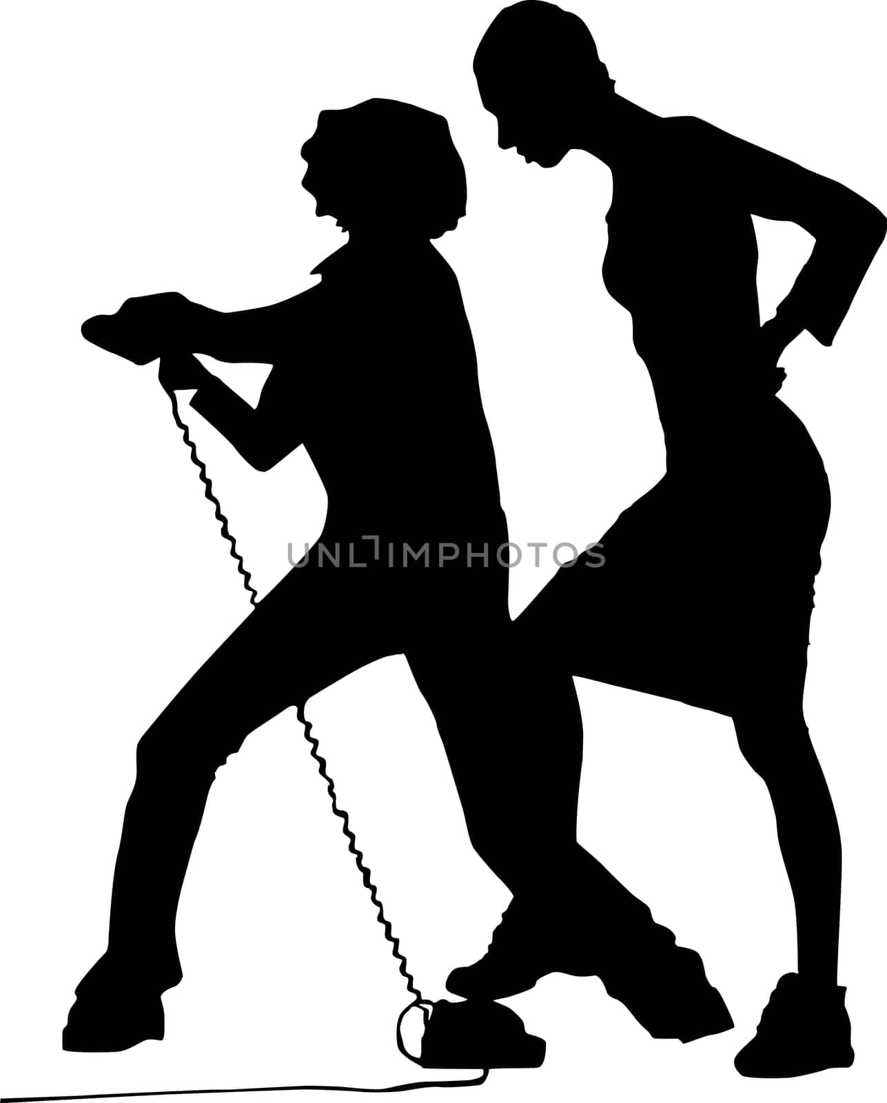 Two girls with telephone