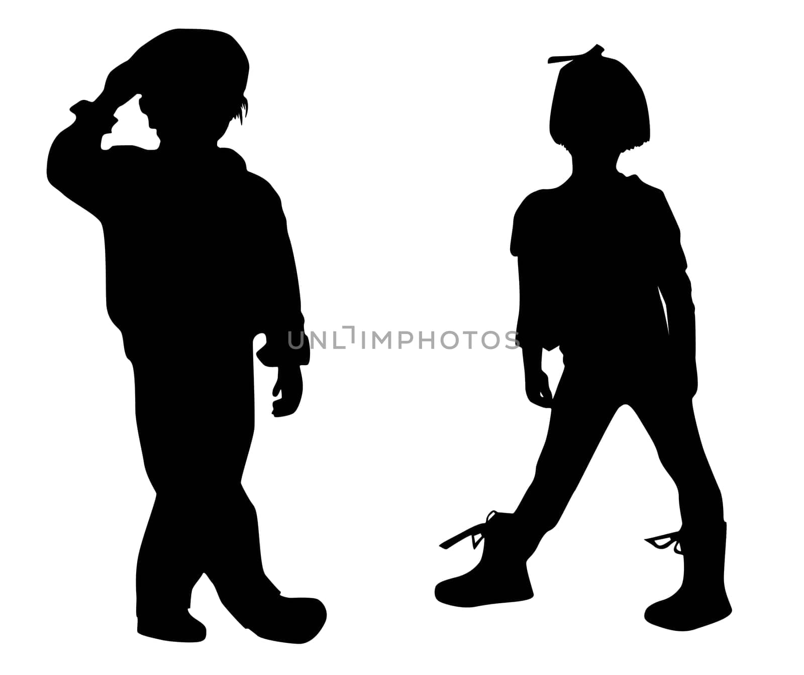 Silhouette happy children