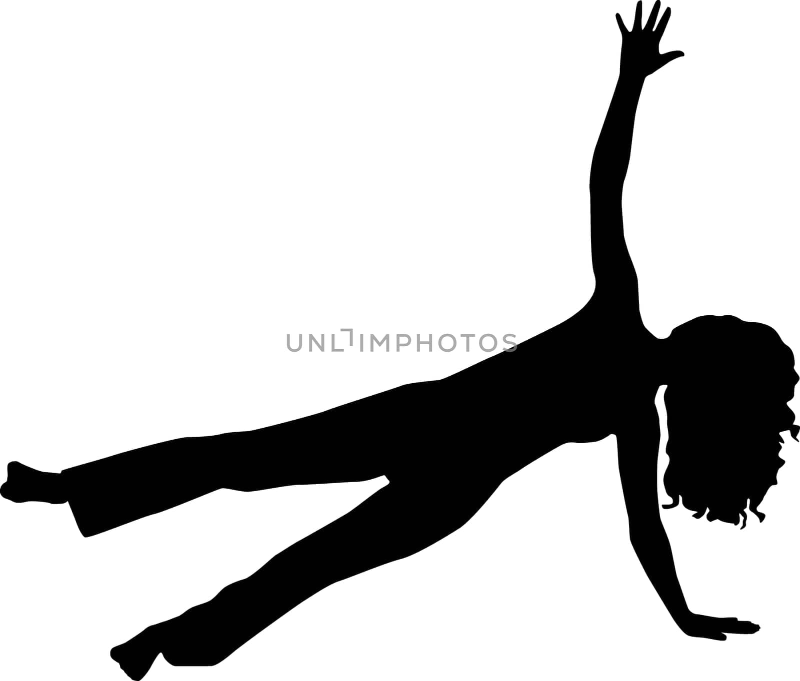 Silhouette woman athletes, gymnastics, vector black & white