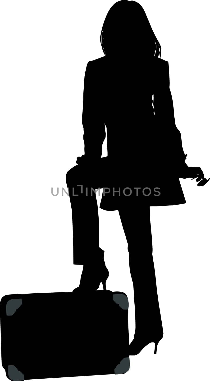 Silhouette of a woman traveling