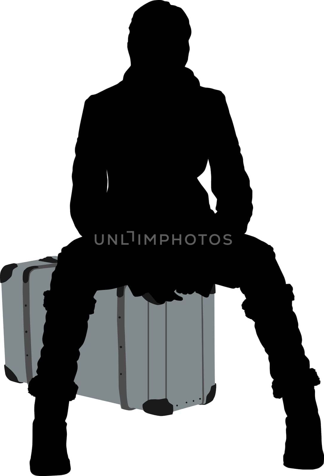 Silhouette of a woman traveling