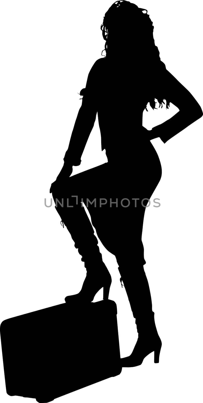 Silhouette of a woman traveling