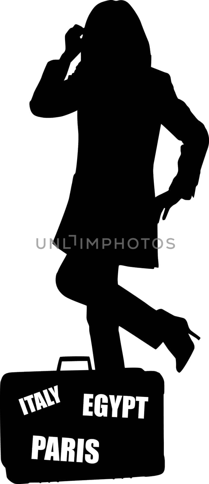 Silhouette of a woman traveling