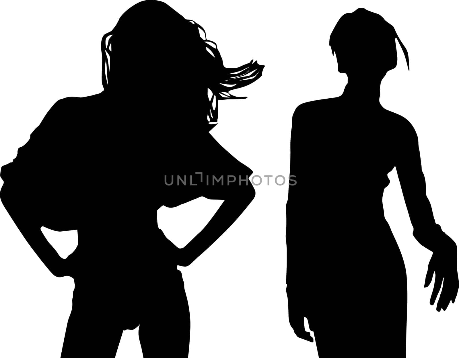 Silhouettes of fashion girls