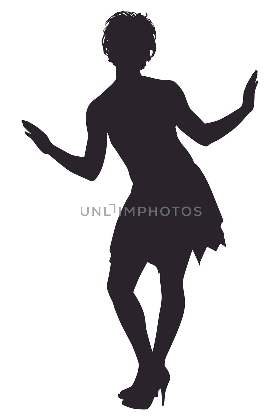 Silhouette of joyful woman