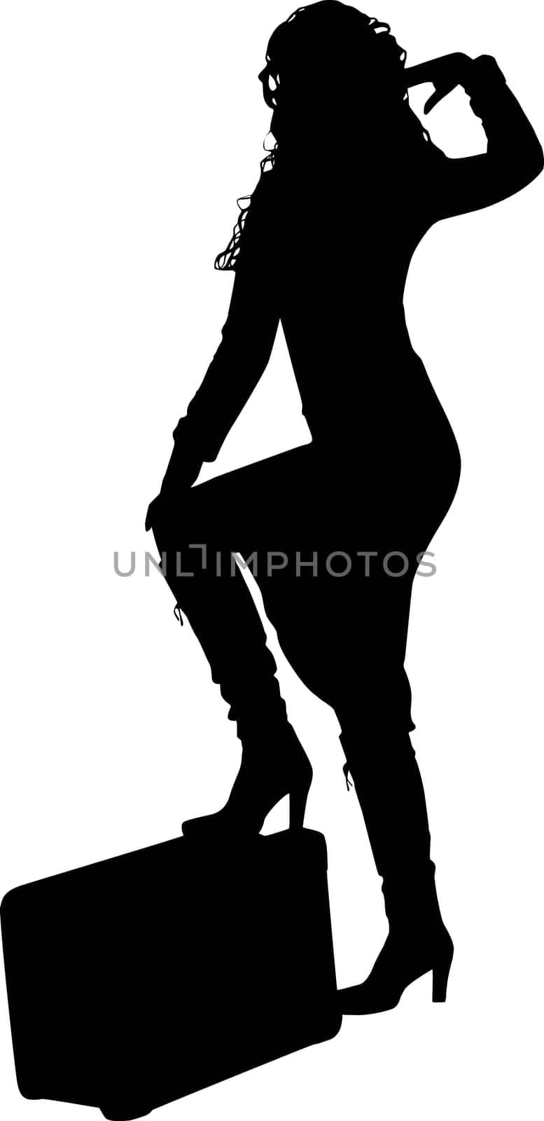 Silhouette of a woman traveling