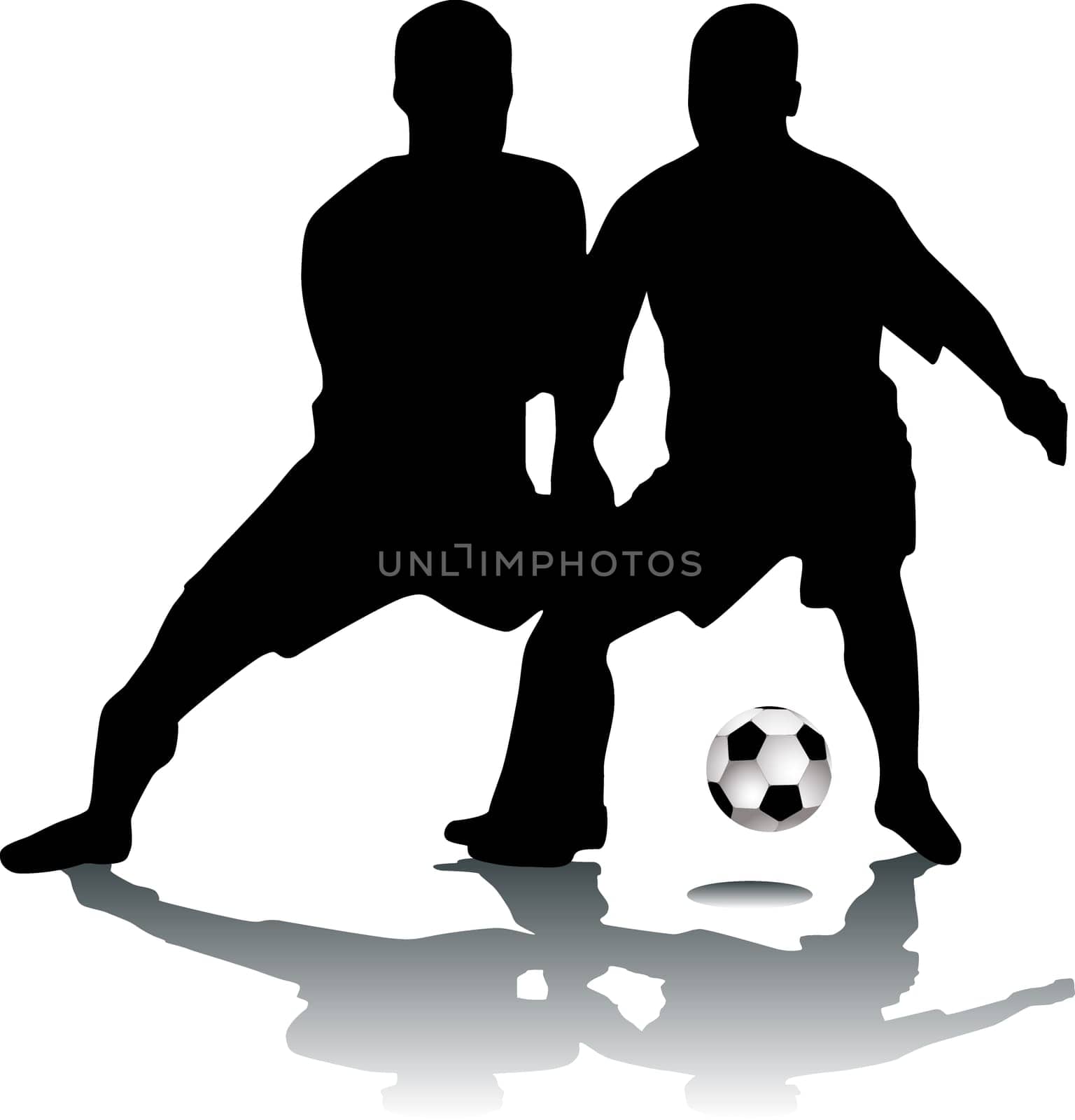 Silhouette footballers, vector black & white, players