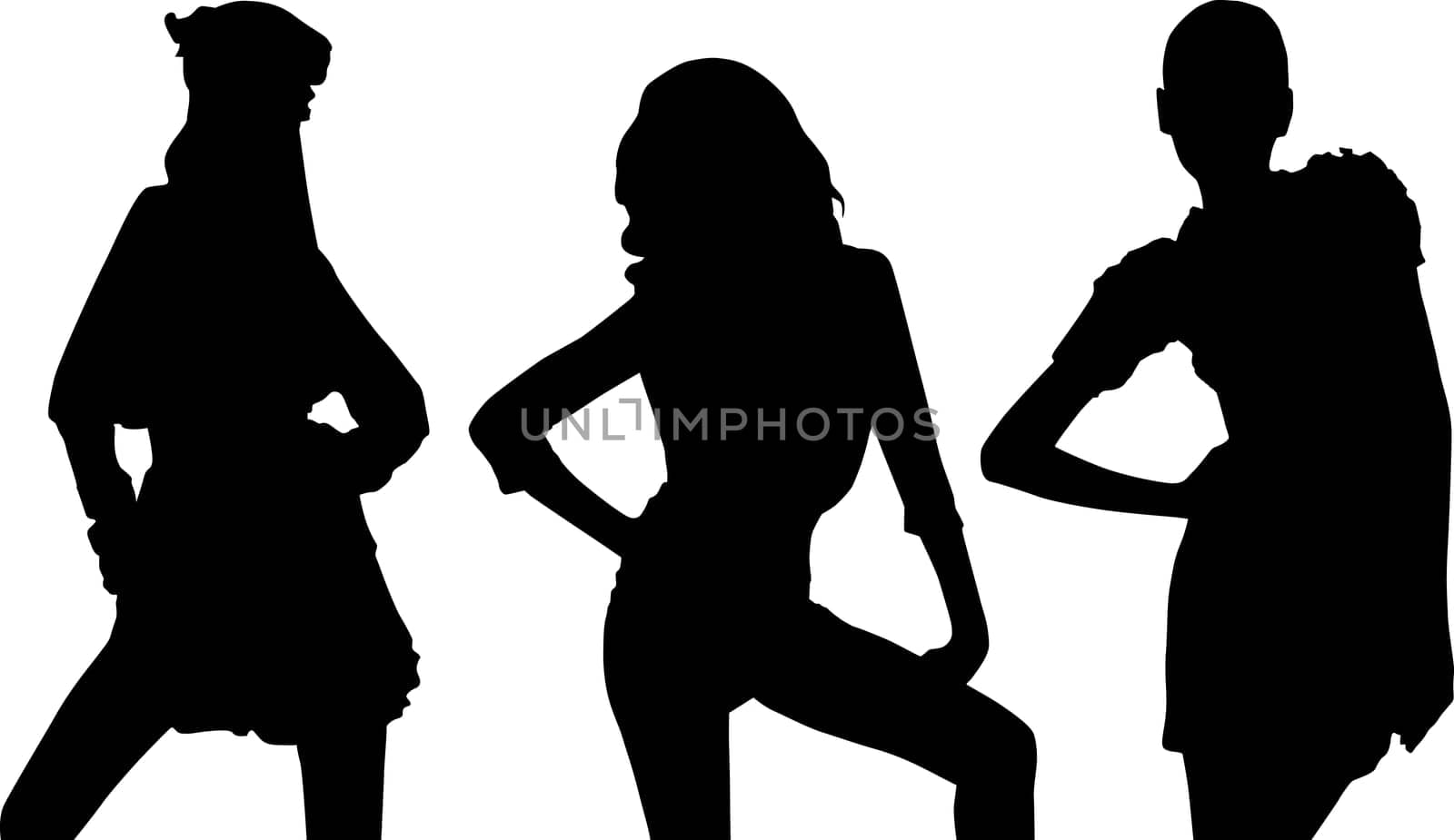 Silhouettes of fashion girls