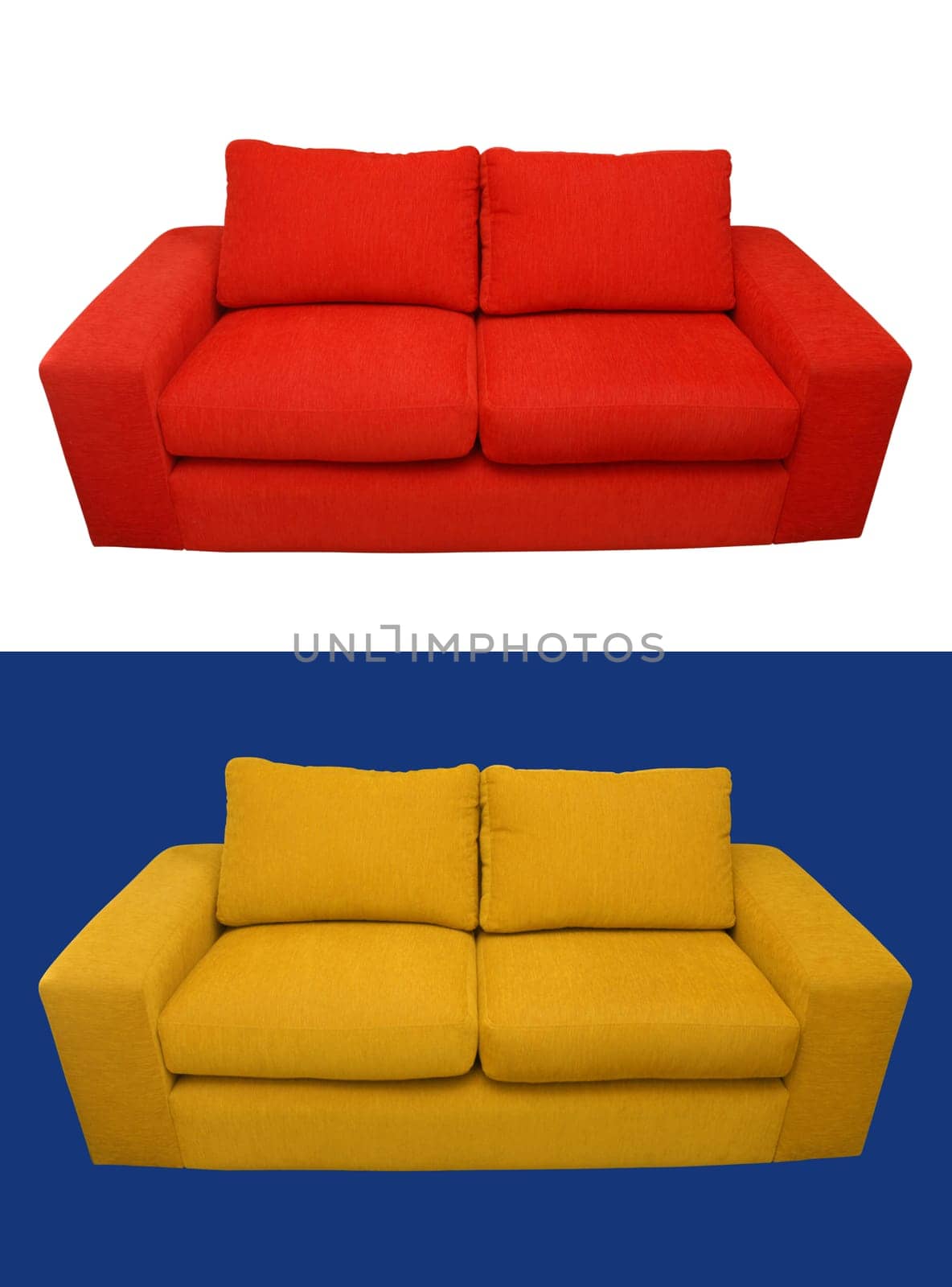 Home Sofa composition in red and yellow