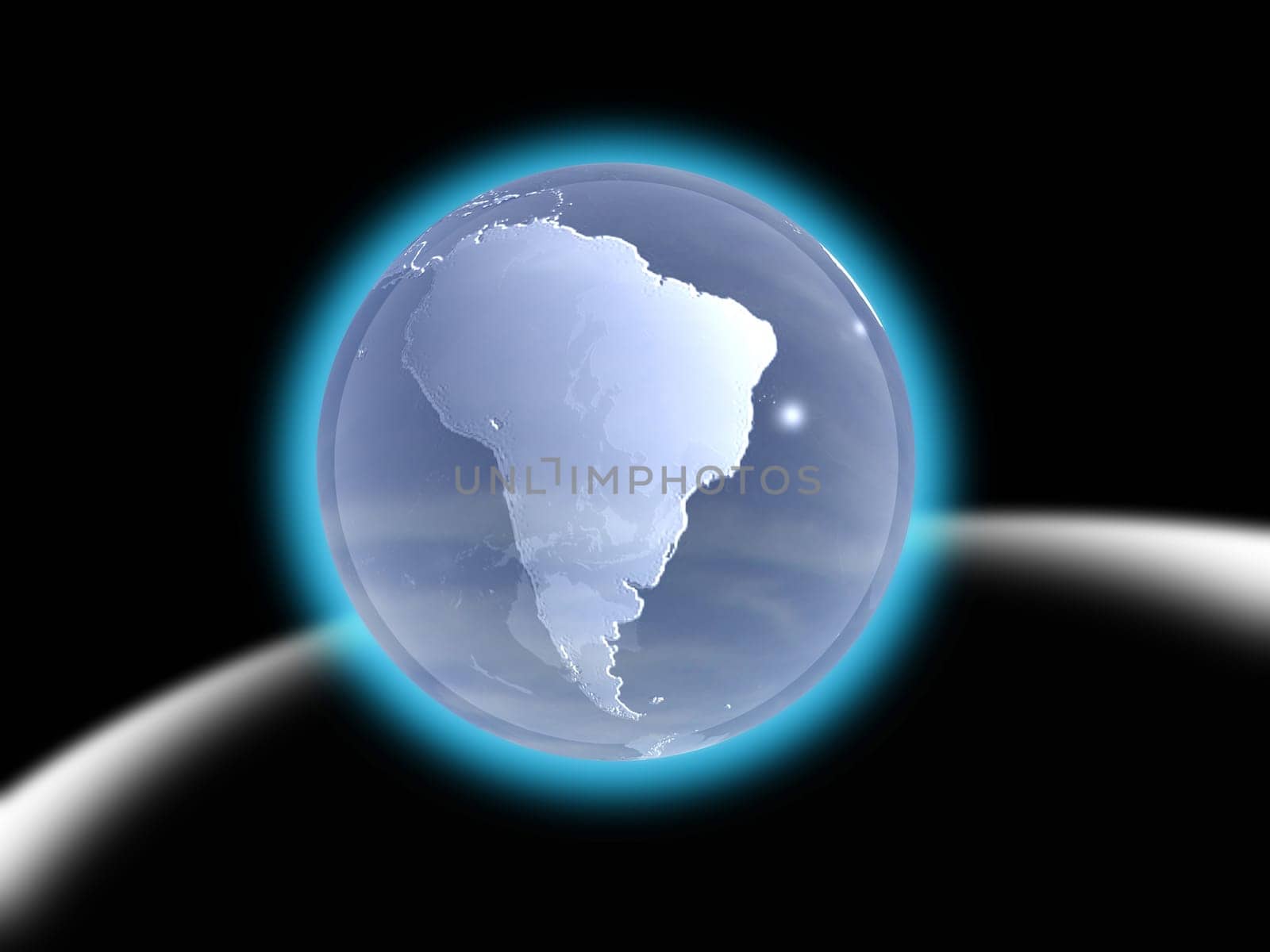 3D Blue Planet Earth with white lines - Usable for logo
