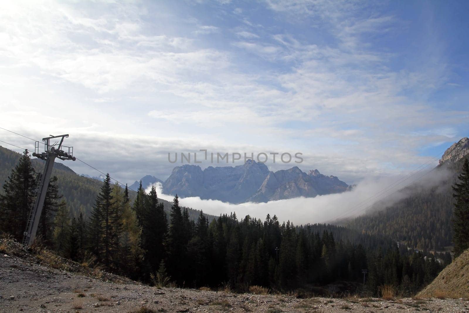 Early fog in the Dolomites