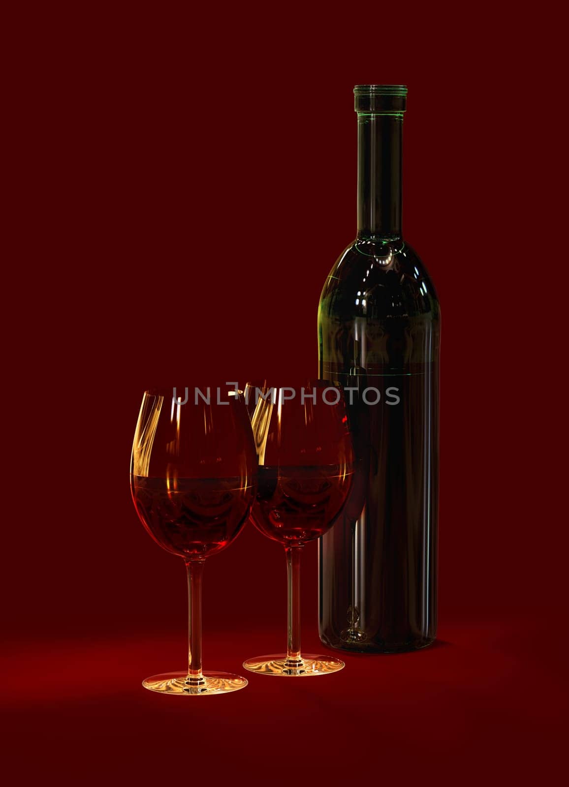 two glasses with red wine for celebration of holiday