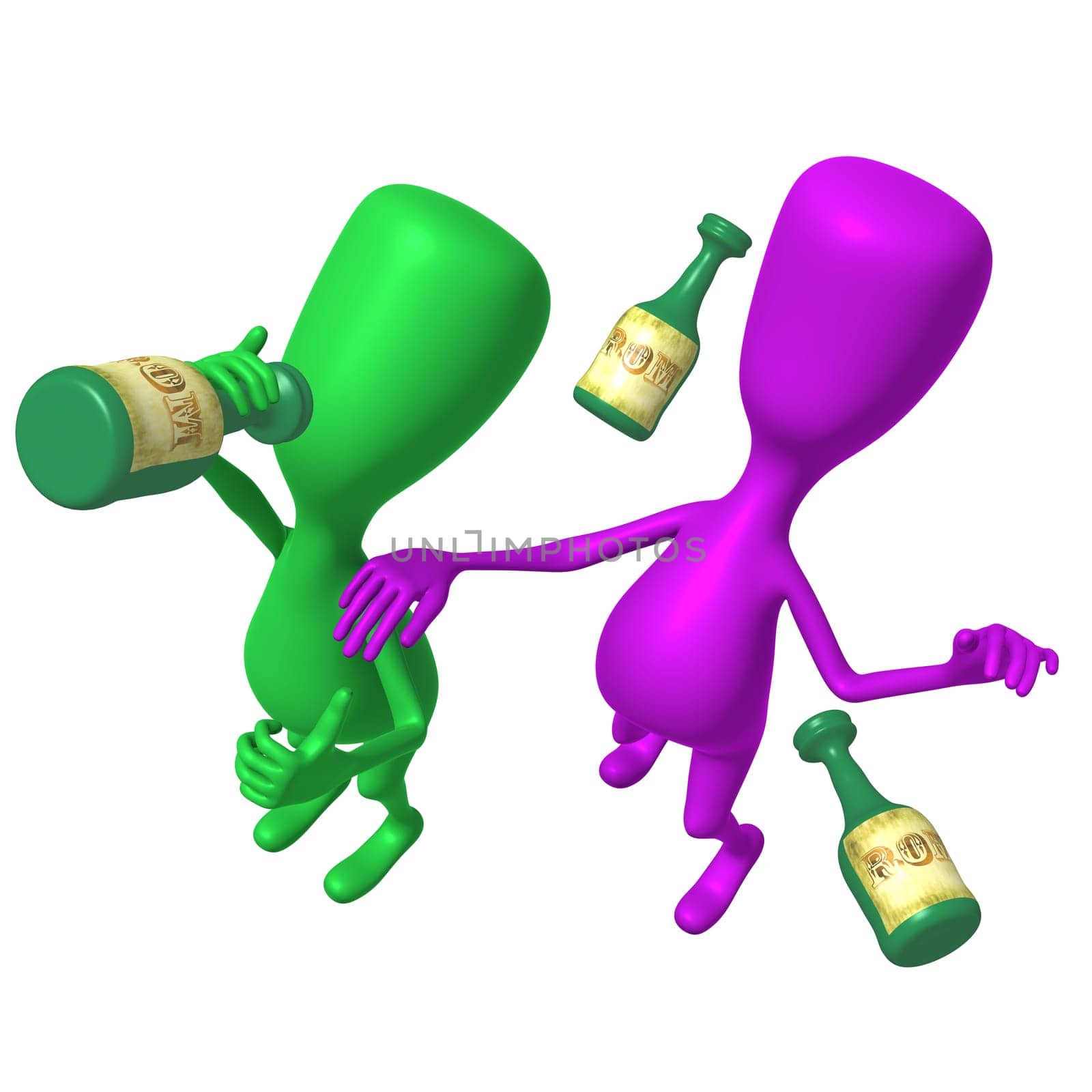Over view puppy drinking rum with  pink companion