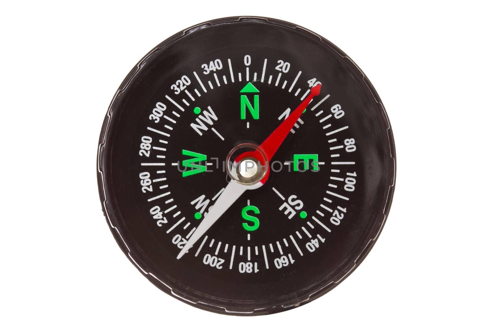 Black compass isolated on the white background