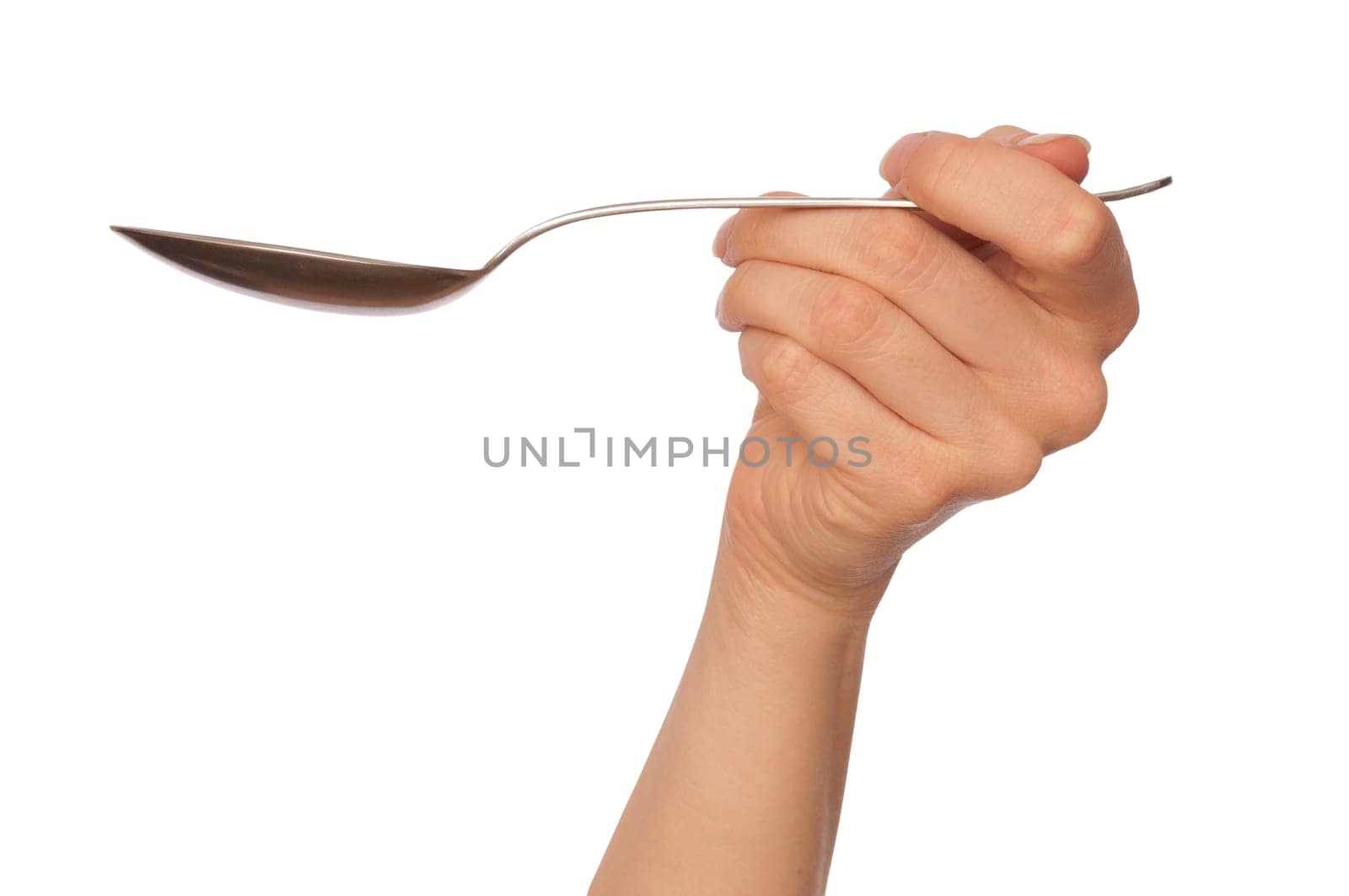 woman holding tablespoon in the hand for feeding a sick person