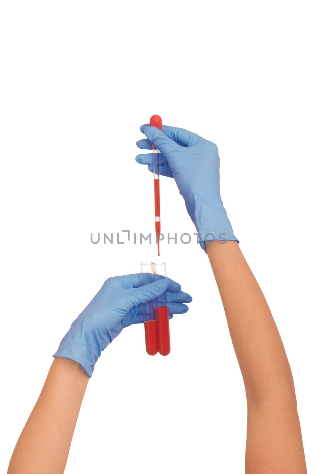 Doctor research a sample of blood for vaccine