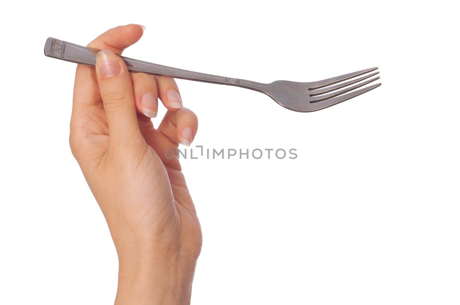woman holding a fork in the hand for lunch eating