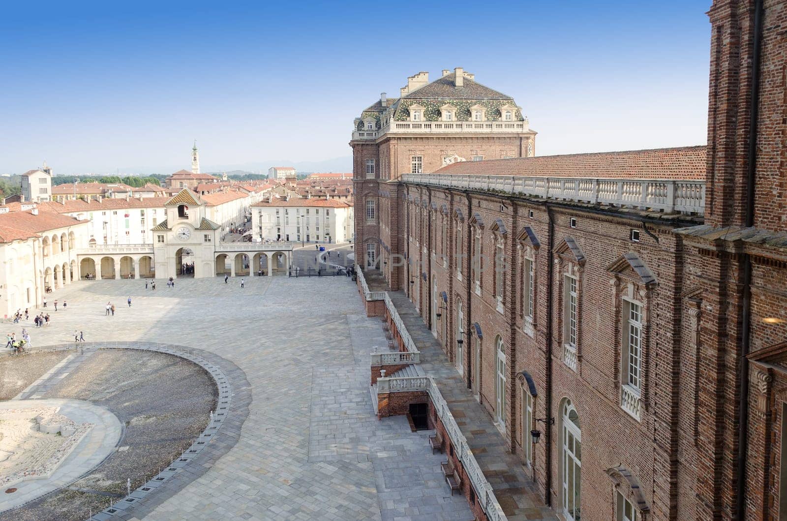 Entrance and east wing of Reggia di Venaria near Turin, Italy