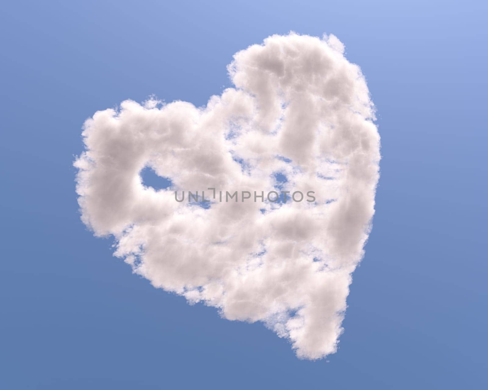 Heart shaped cloud, isolated on blue background